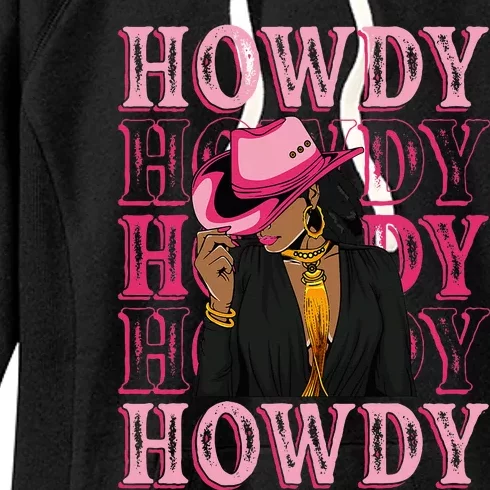 Howdy Retro Western Black Cowgirl African American Women's Fleece Hoodie