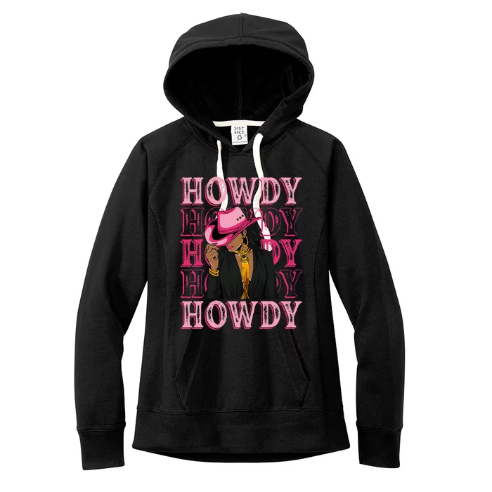 Howdy Retro Western Black Cowgirl African American Women's Fleece Hoodie