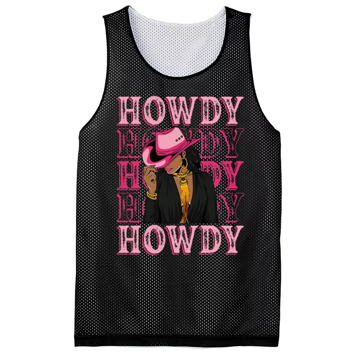 Howdy Retro Western Black Cowgirl African American Mesh Reversible Basketball Jersey Tank