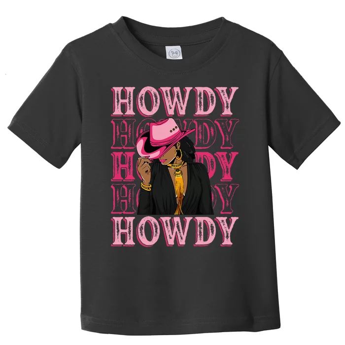 Howdy Retro Western Black Cowgirl African American Toddler T-Shirt