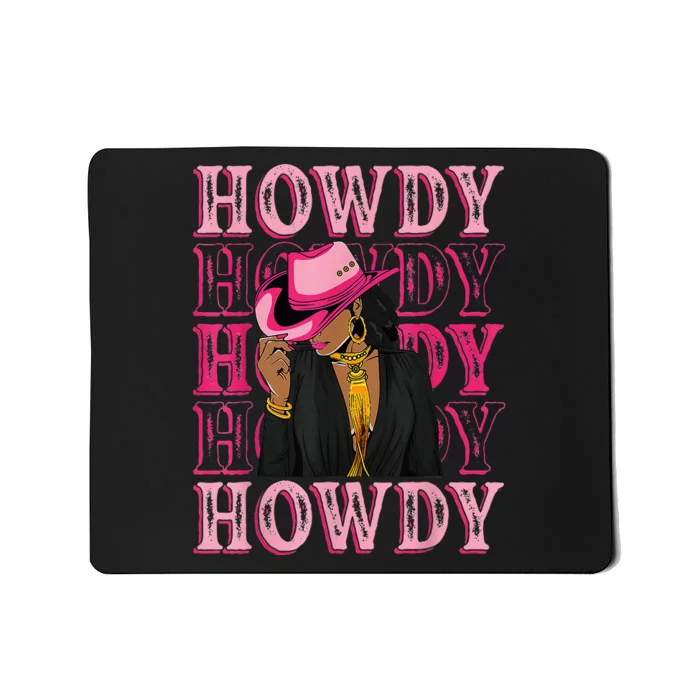 Howdy Retro Western Black Cowgirl African American Mousepad