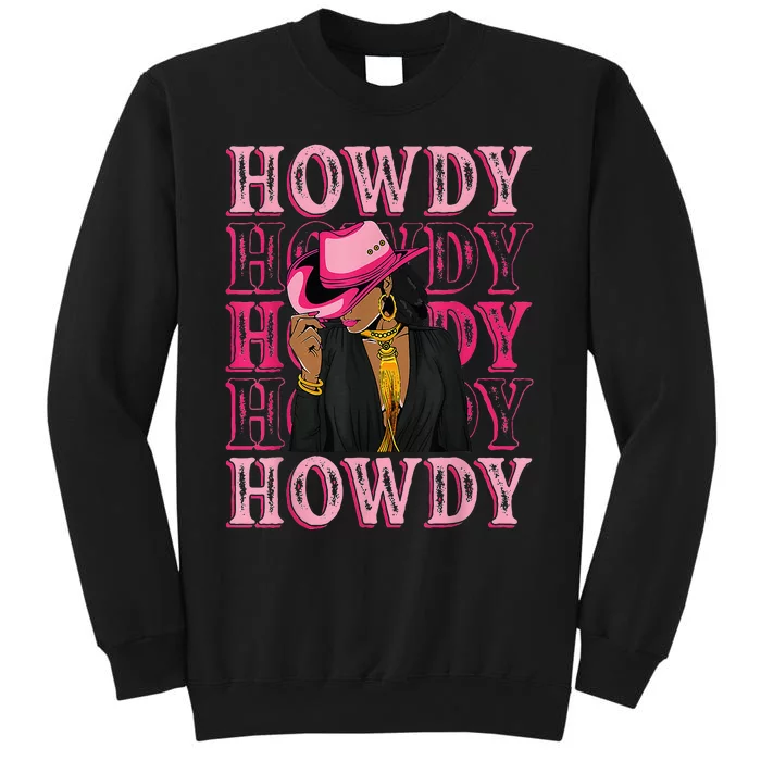 Howdy Retro Western Black Cowgirl African American Tall Sweatshirt