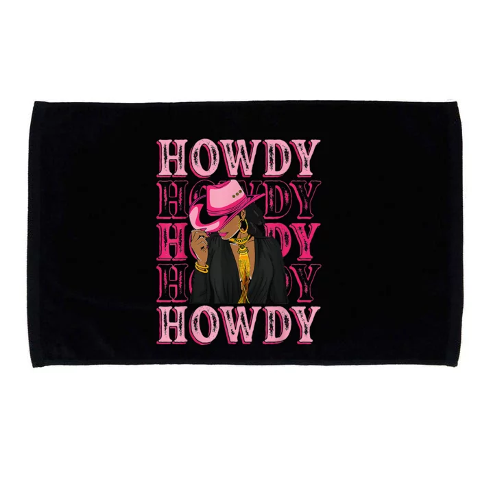 Howdy Retro Western Black Cowgirl African American Microfiber Hand Towel