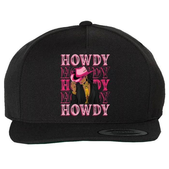 Howdy Retro Western Black Cowgirl African American Wool Snapback Cap