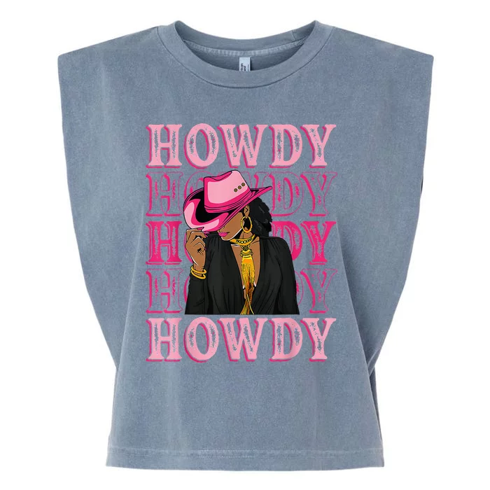 Howdy Retro Western Black Cowgirl African American Garment-Dyed Women's Muscle Tee