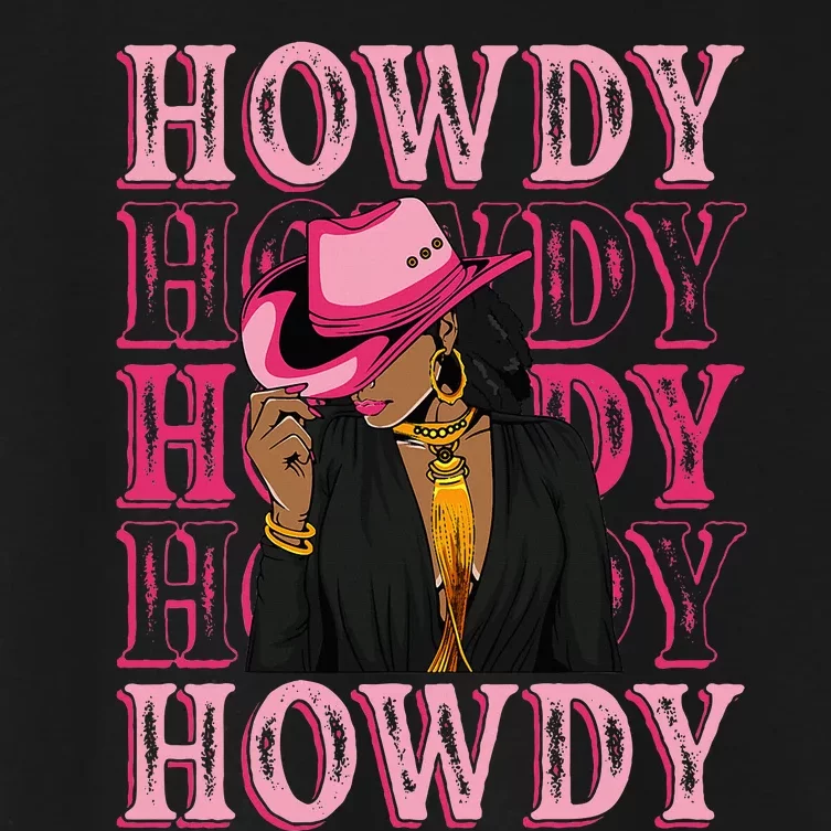 Howdy Retro Western Black Cowgirl African American Women's Crop Top Tee