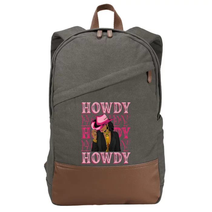 Howdy Retro Western Black Cowgirl African American Cotton Canvas Backpack