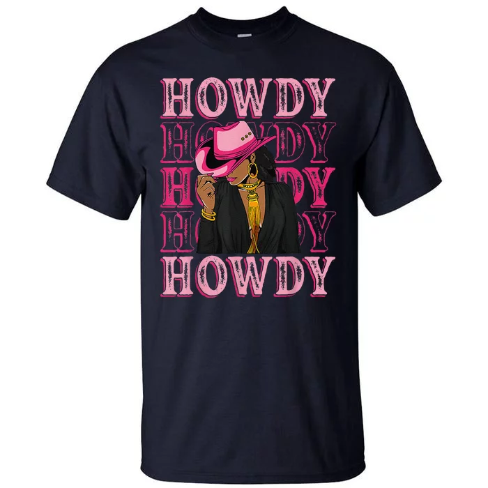 Howdy Retro Western Black Cowgirl African American Tall T-Shirt