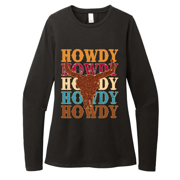 Howdy Rodeo Western Country Southern Cowgirl Vintage Womens CVC Long Sleeve Shirt