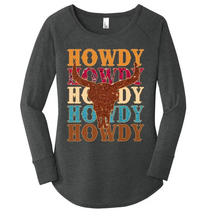 Howdy Rodeo Western Country Southern Cowgirl Vintage Women's Perfect Tri Tunic Long Sleeve Shirt