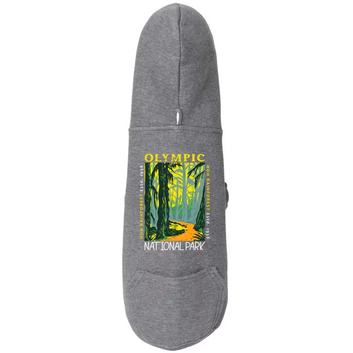 Hoh Rainforest Washington National Park Vintage Gift Doggie 3-End Fleece Hoodie