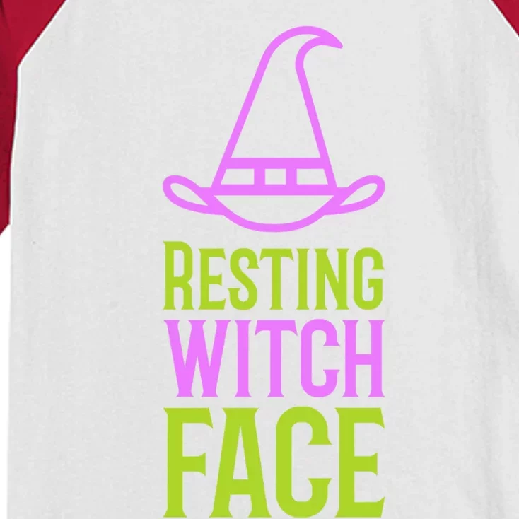 Halloween Resting Witch Face Gift Kids Colorblock Raglan Jersey