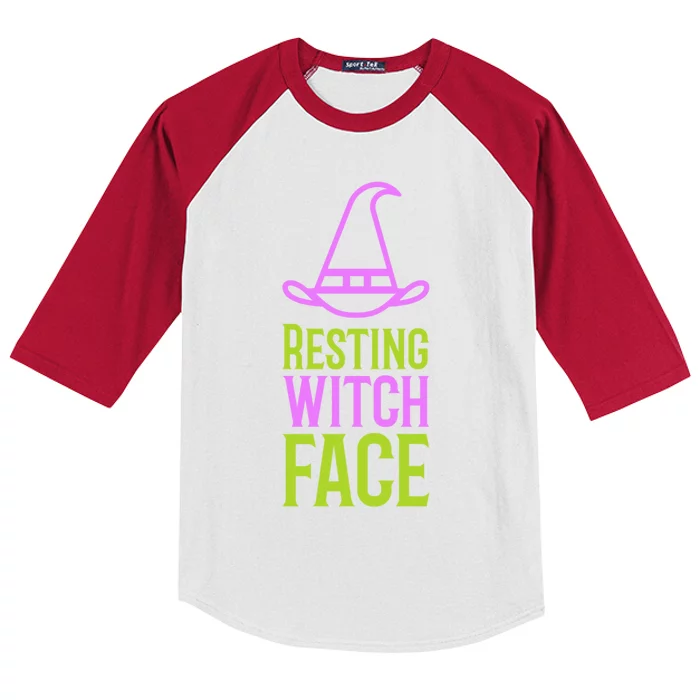 Halloween Resting Witch Face Gift Kids Colorblock Raglan Jersey