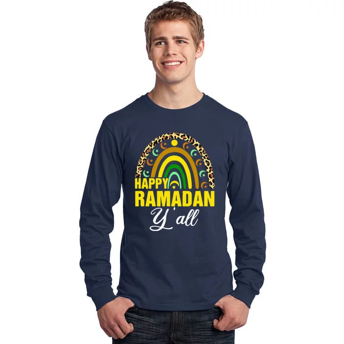 Happy Ramadan Y'all Rainbow Leopard Ramadan Kareem Tall Long Sleeve T-Shirt