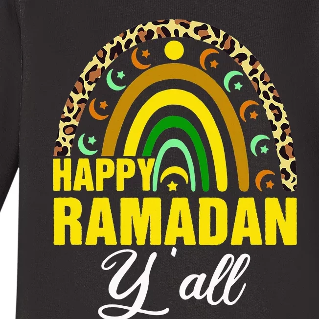 Happy Ramadan Y'all Rainbow Leopard Print Ramadan Kareem Baby Long Sleeve Bodysuit