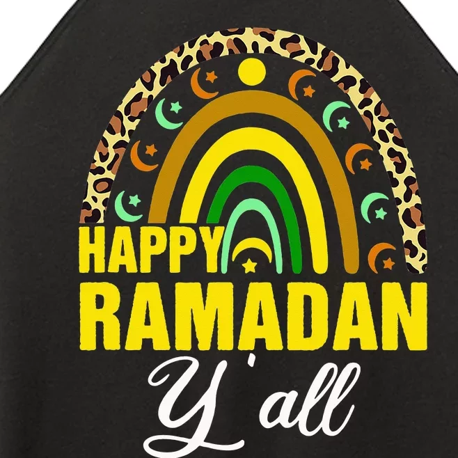 Happy Ramadan Y'all Rainbow Leopard Print Ramadan Kareem Women’s Perfect Tri Rocker Tank