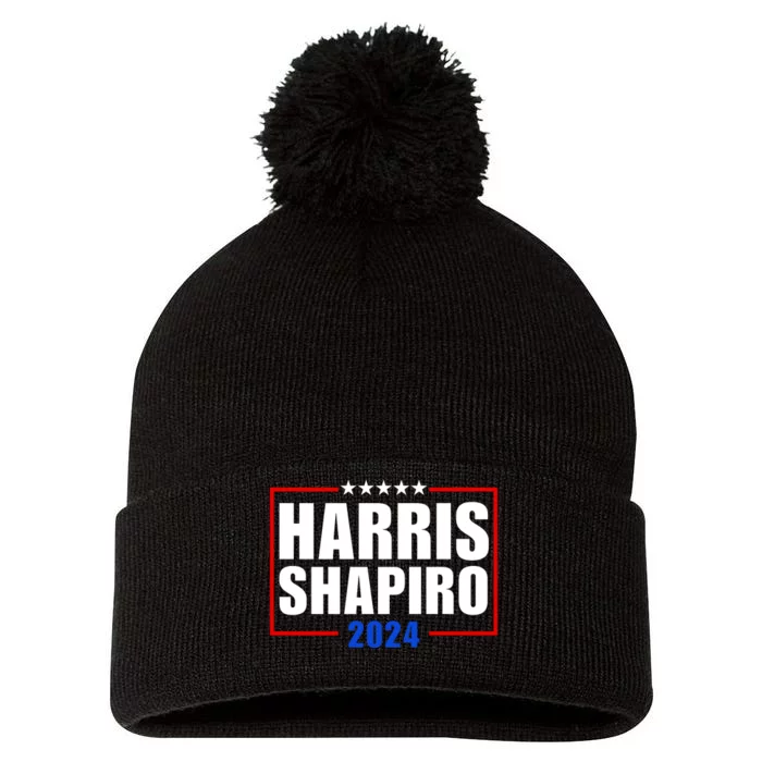 Harris Shapiro 2024 For President Kamala Harris Josh Shapiro Pom Pom 12in Knit Beanie