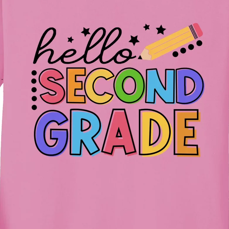 Hello Second 2Rd Grade Teacher Student First Day Of School Cute Gift Kids Long Sleeve Shirt