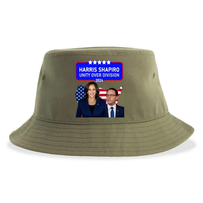 Harris Shapiro 2024! Unity Over Division! Kamala Harris 2024 Sustainable Bucket Hat