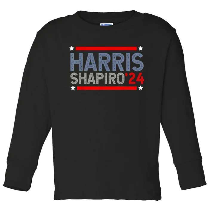 Harris Shapiro 2024 President Election Toddler Long Sleeve Shirt