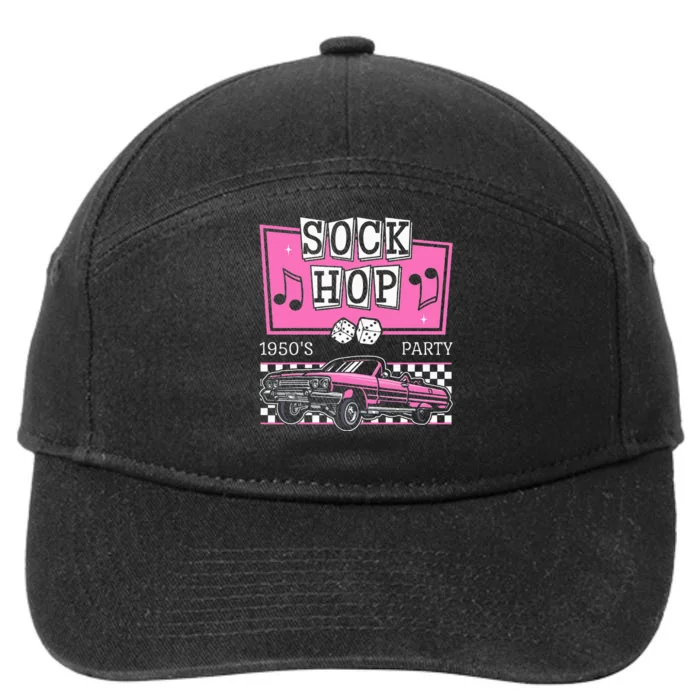 Hop Sock 50s Rock Roll Party Pink Theme 7-Panel Snapback Hat