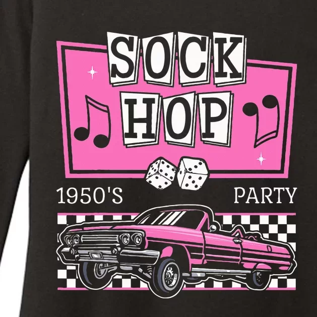 Hop Sock 50s Rock Roll Party Pink Theme Womens CVC Long Sleeve Shirt