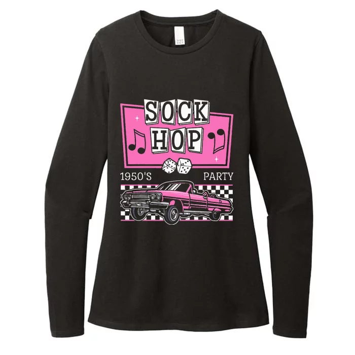 Hop Sock 50s Rock Roll Party Pink Theme Womens CVC Long Sleeve Shirt