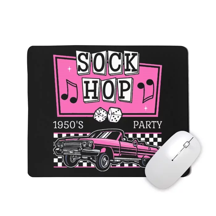 Hop Sock 50s Rock Roll Party Pink Theme Mousepad