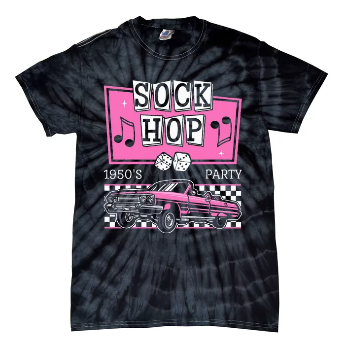 Hop Sock 50s Rock Roll Party Pink Theme Tie-Dye T-Shirt