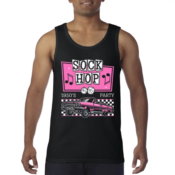 Hop Sock 50s Rock Roll Party Pink Theme Tank Top