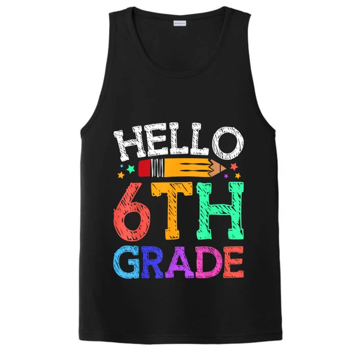 Hello Sixth 6Th Grade Back To School Students Teachers Gift Performance Tank