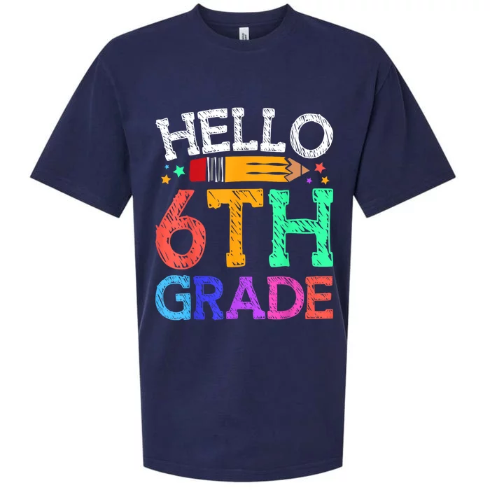 Hello Sixth 6Th Grade Back To School Students Teachers Gift Sueded Cloud Jersey T-Shirt