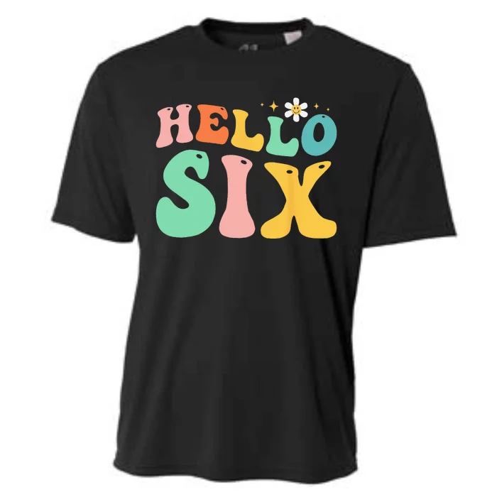 Hello Six 6 Year Old 6th Birthday Girl Age 6 BDay Groovy Cooling Performance Crew T-Shirt