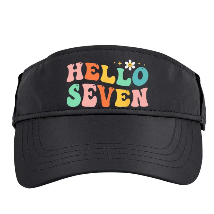 Hello Seven 7 Year Old 7th Birthday Girl Age 7 BDay Groovy Adult Drive Performance Visor