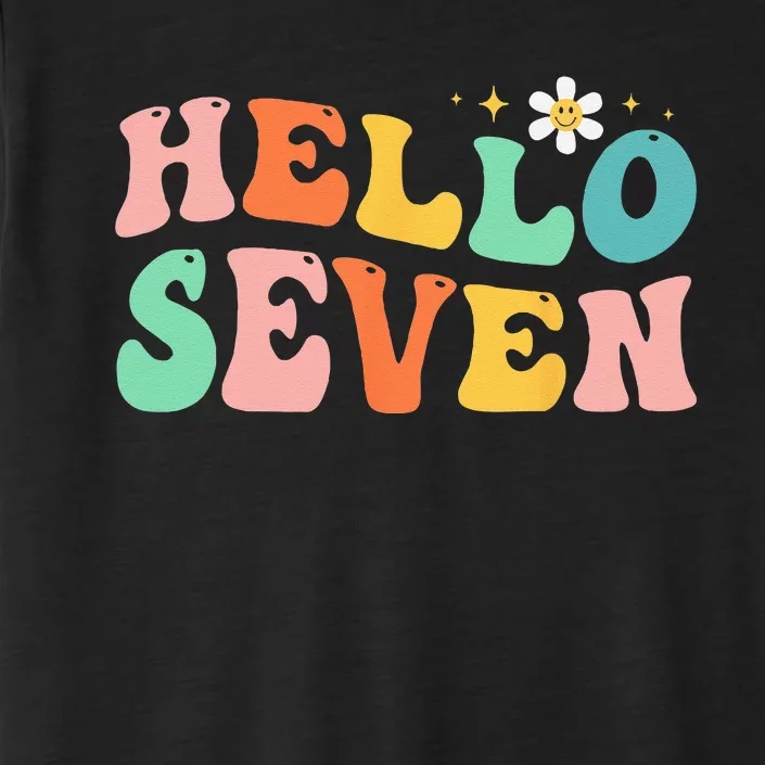 Hello Seven 7 Year Old 7th Birthday Girl Age 7 BDay Groovy ChromaSoft Performance T-Shirt