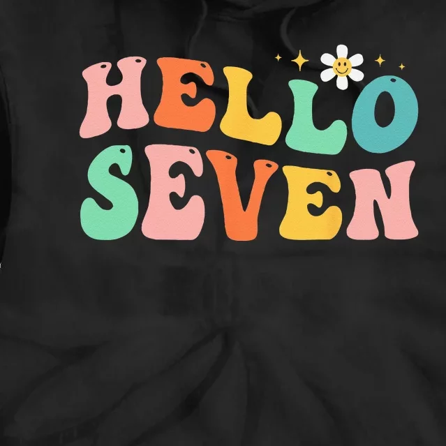 Hello Seven 7 Year Old 7th Birthday Girl Age 7 BDay Groovy Tie Dye Hoodie