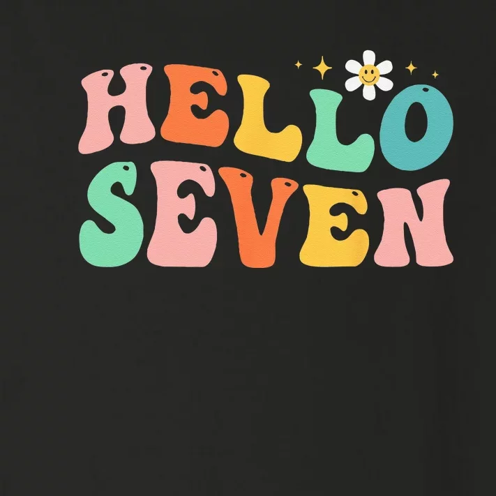 Hello Seven 7 Year Old 7th Birthday Girl Age 7 BDay Groovy Toddler Long Sleeve Shirt