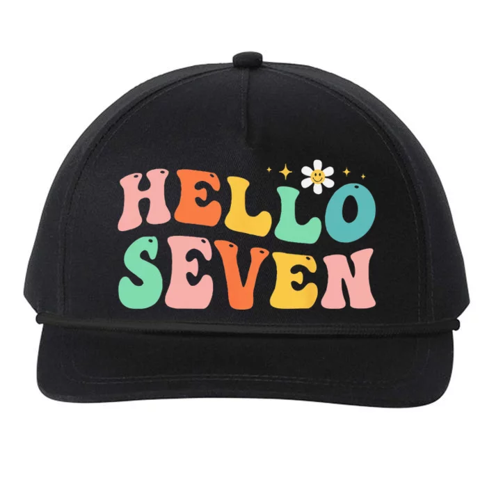 Hello Seven 7 Year Old 7th Birthday Girl Age 7 BDay Groovy Snapback Five-Panel Rope Hat