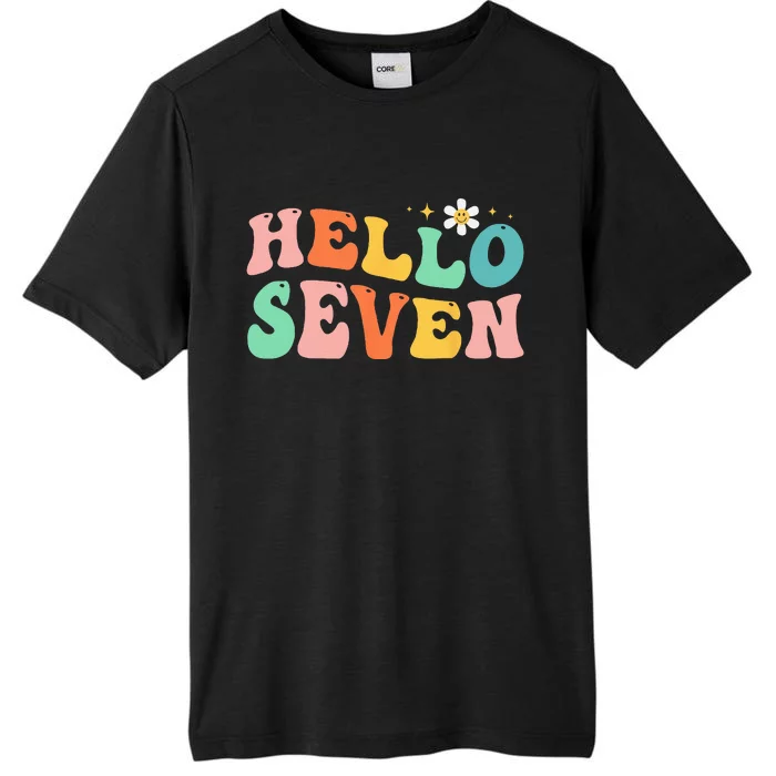 Hello Seven 7 Year Old 7th Birthday Girl Age 7 BDay Groovy ChromaSoft Performance T-Shirt