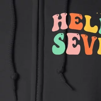 Hello Seven 7 Year Old 7th Birthday Girl Age 7 BDay Groovy Full Zip Hoodie