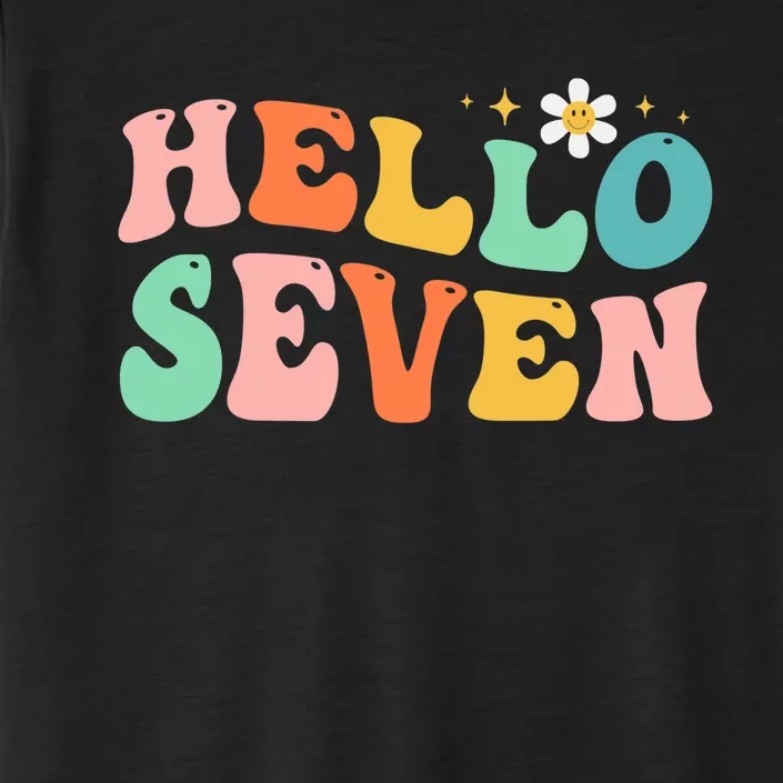 Hello Seven 7 Year Old 7th Birthday Girl Age 7 BDay Groovy ChromaSoft Performance T-Shirt