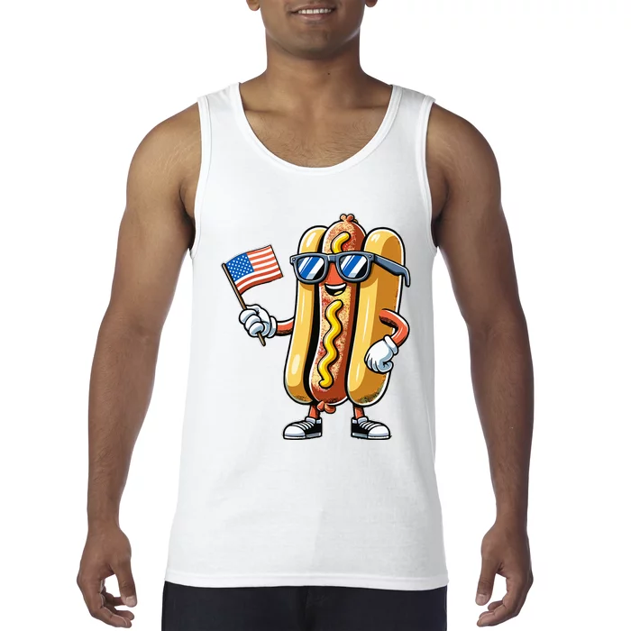 Hotdog Sunglasses American Flag Usa Tank Top