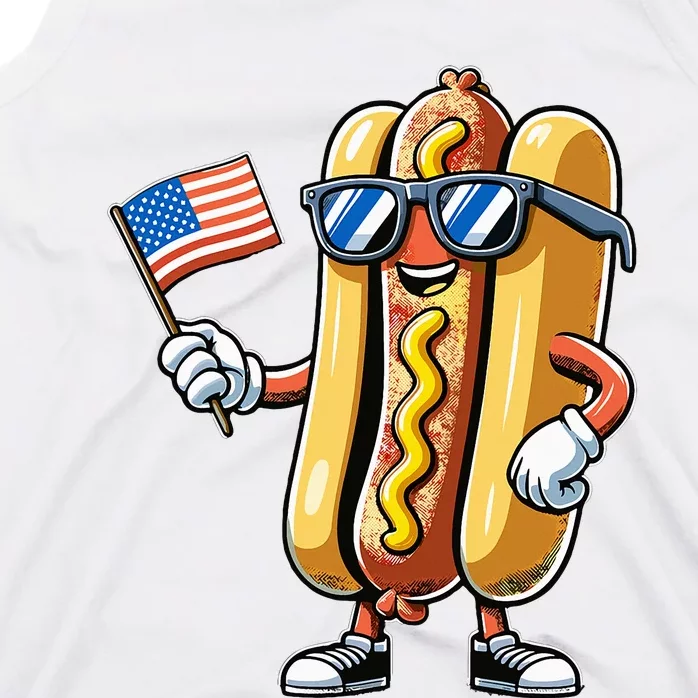 Hotdog Sunglasses American Flag Usa Tank Top