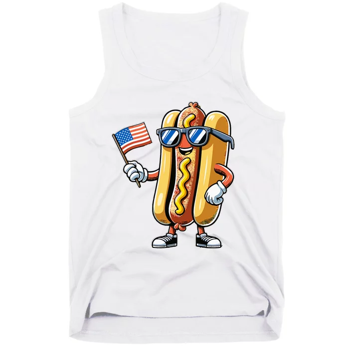 Hotdog Sunglasses American Flag Usa Tank Top