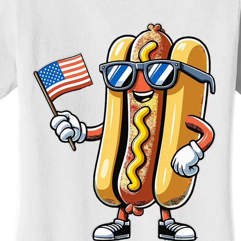 Hotdog Sunglasses American Flag Usa Women's T-Shirt