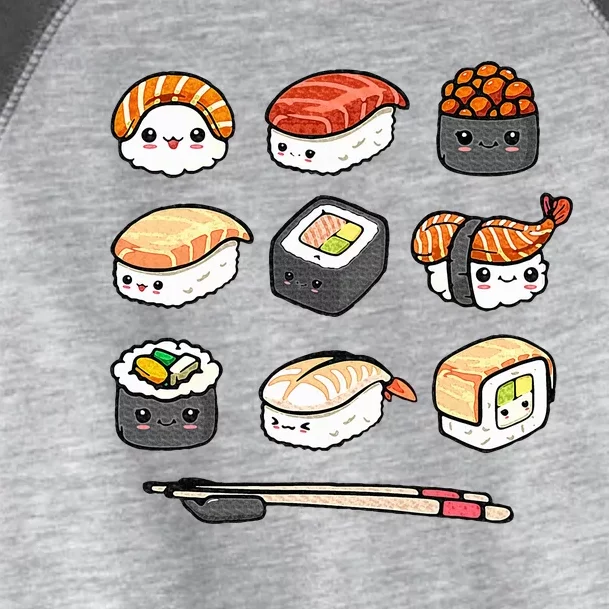 Happy Sushi Anime Kawaii Set Japanese Food Lover Otaku Manga Toddler Fine Jersey T-Shirt