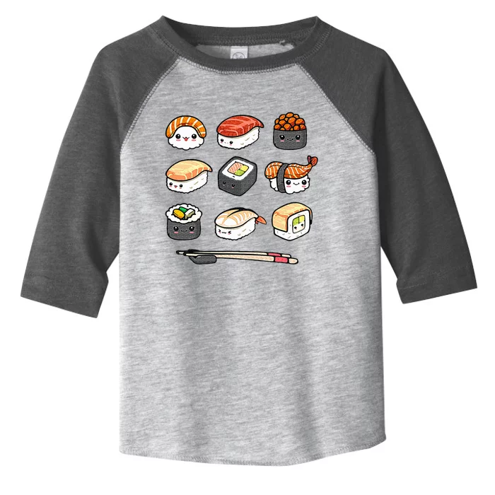 Happy Sushi Anime Kawaii Set Japanese Food Lover Otaku Manga Toddler Fine Jersey T-Shirt