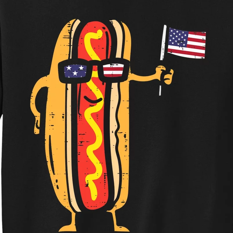 Hotdog Sunglasses American Flag USA Funny 4th Of July Fourth Tall Sweatshirt