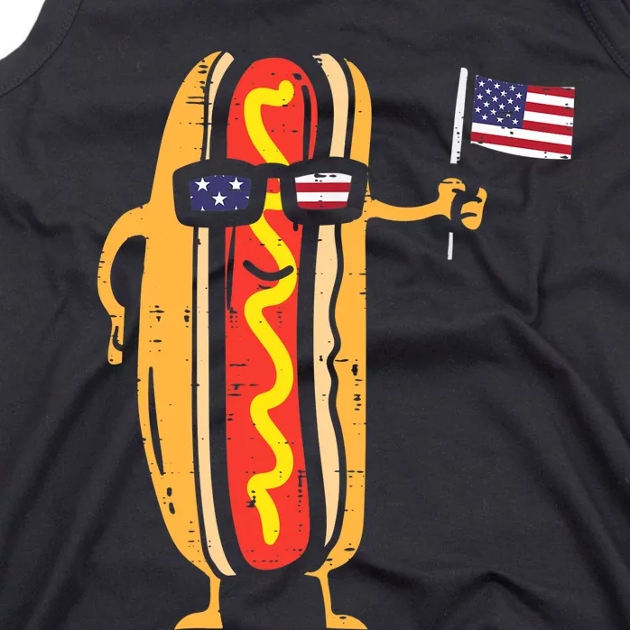 Hotdog Sunglasses American Flag USA Funny 4th Of July Fourth Tank Top