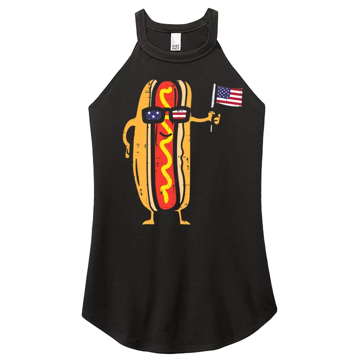 Hotdog Sunglasses American Flag USA Funny 4th Of July Fourth Women’s Perfect Tri Rocker Tank